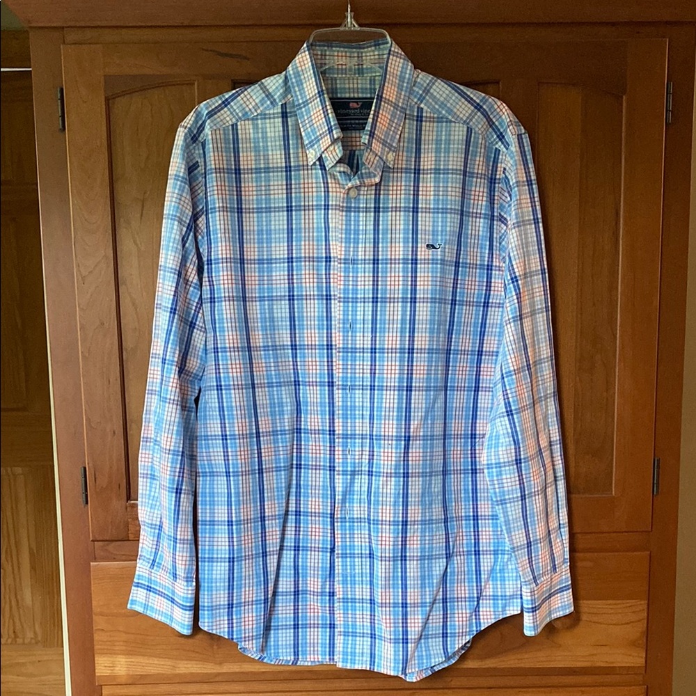 Vineyard Vines Blue and Orange Casual Button Down Shirt